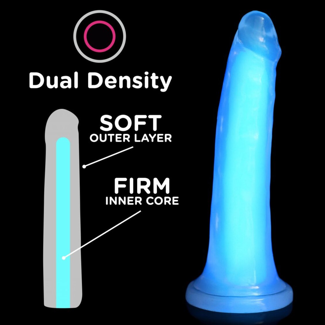 Curve Toys | LolliCock 7" inches Glow-In-The-Dark Silicone Dildo Blue