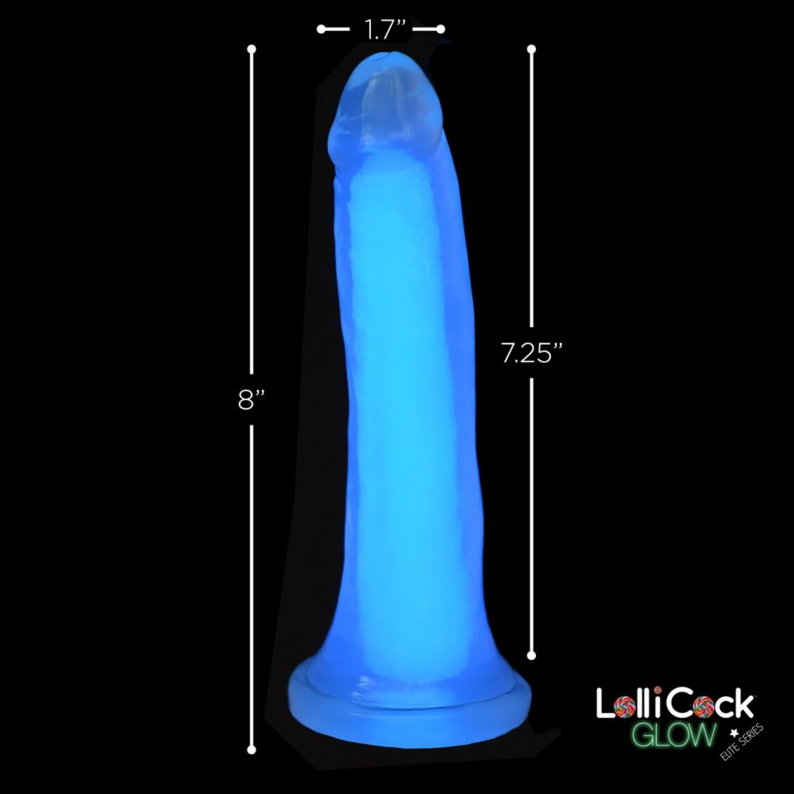 Curve Toys | LolliCock 7" inches Glow-In-The-Dark Silicone Dildo Blue