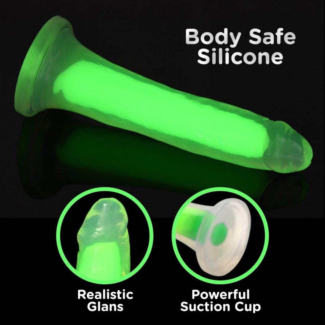 Curve Toys | LolliCock 7" inches Glow-In-The-Dark Silicone Dildo Green