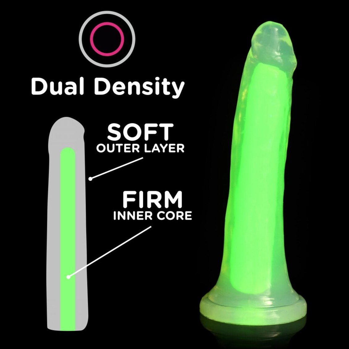 Curve Toys | LolliCock 7" inches Glow-In-The-Dark Silicone Dildo Green