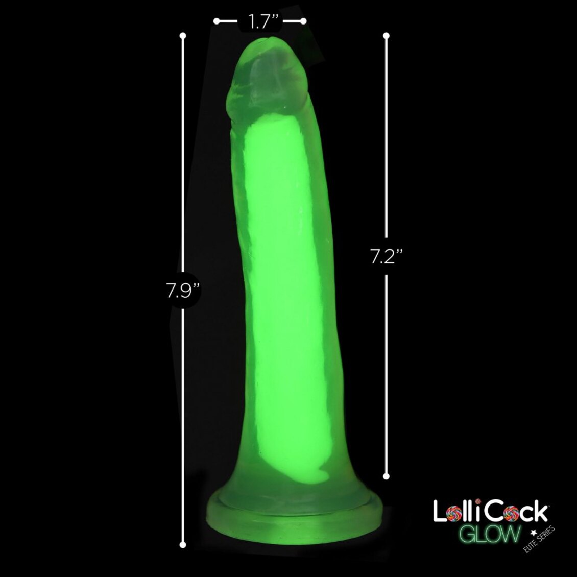 Curve Toys | LolliCock 7" inches Glow-In-The-Dark Silicone Dildo Green