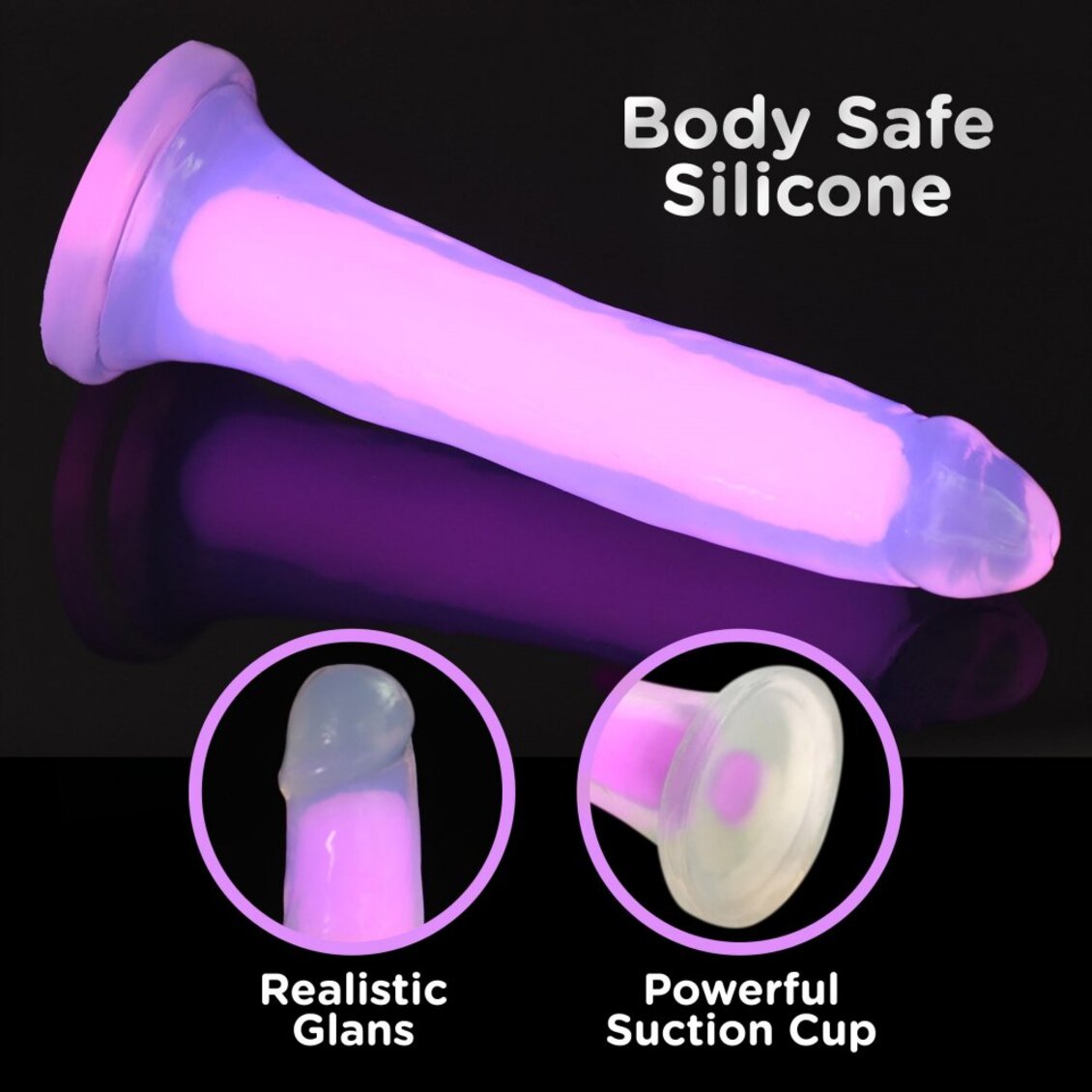 Curve Toys | LolliCock 7" inches Glow-In-The-Dark Silicone Dildo Pink