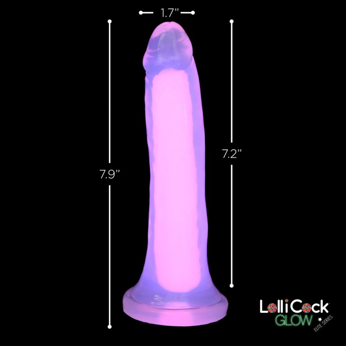 Curve Toys | LolliCock 7" inches Glow-In-The-Dark Silicone Dildo Pink