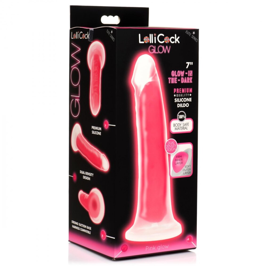 Curve Toys | LolliCock 7" inches Glow-In-The-Dark Silicone Dildo Pink