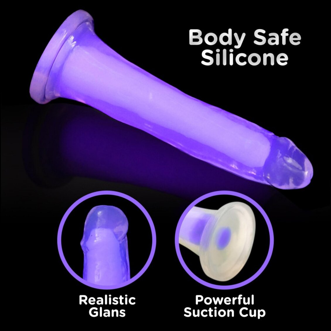 Curve Toys | LolliCock 7" inches Glow-In-The-Dark Silicone Dildo Purple