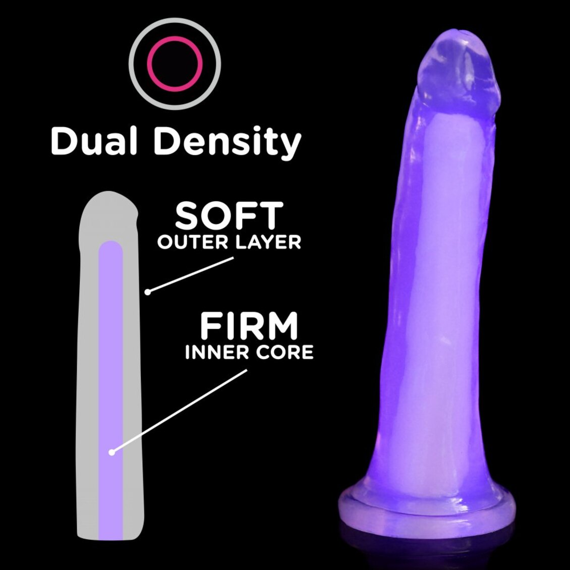 Curve Toys | LolliCock 7" inches Glow-In-The-Dark Silicone Dildo Purple