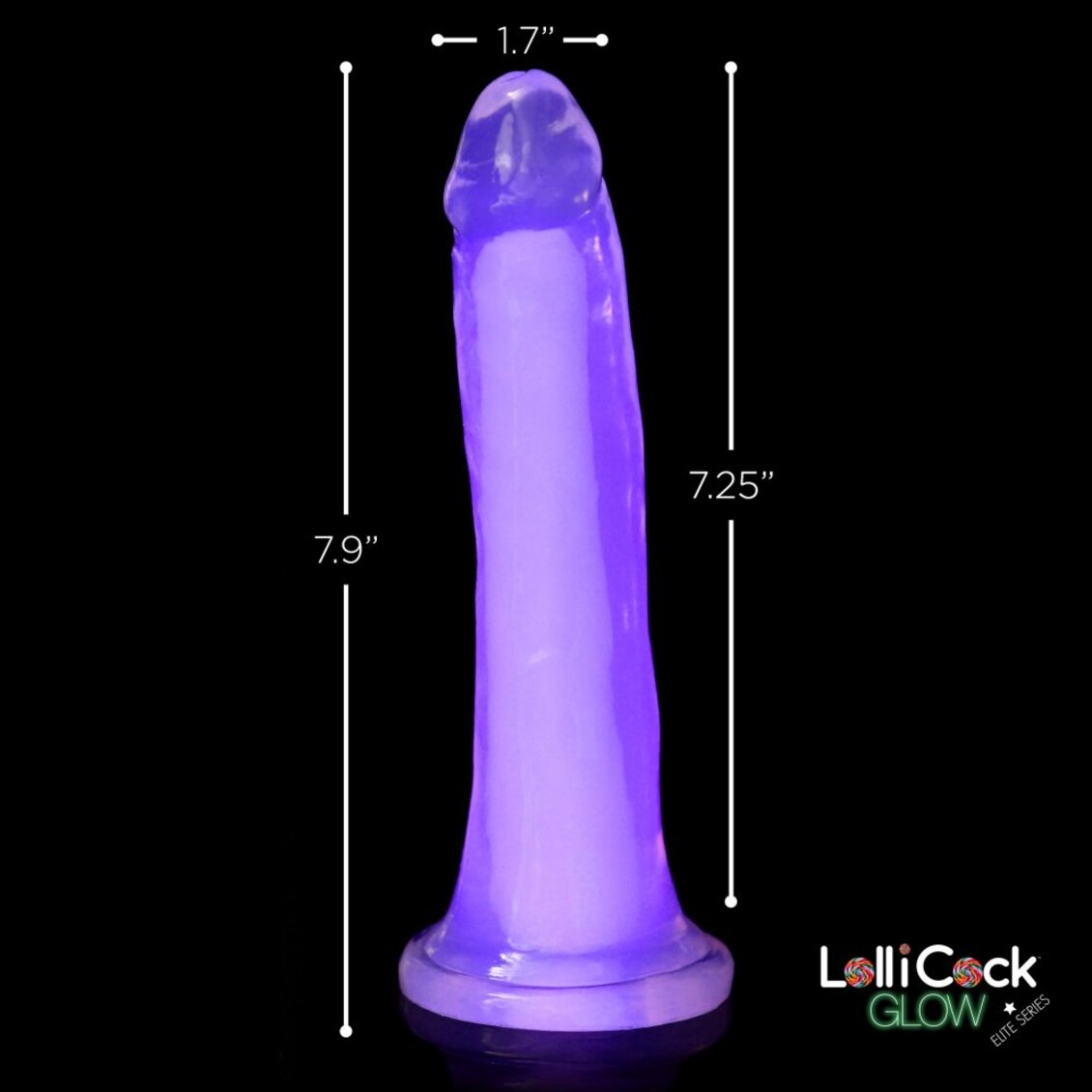 Curve Toys | LolliCock 7" inches Glow-In-The-Dark Silicone Dildo Purple