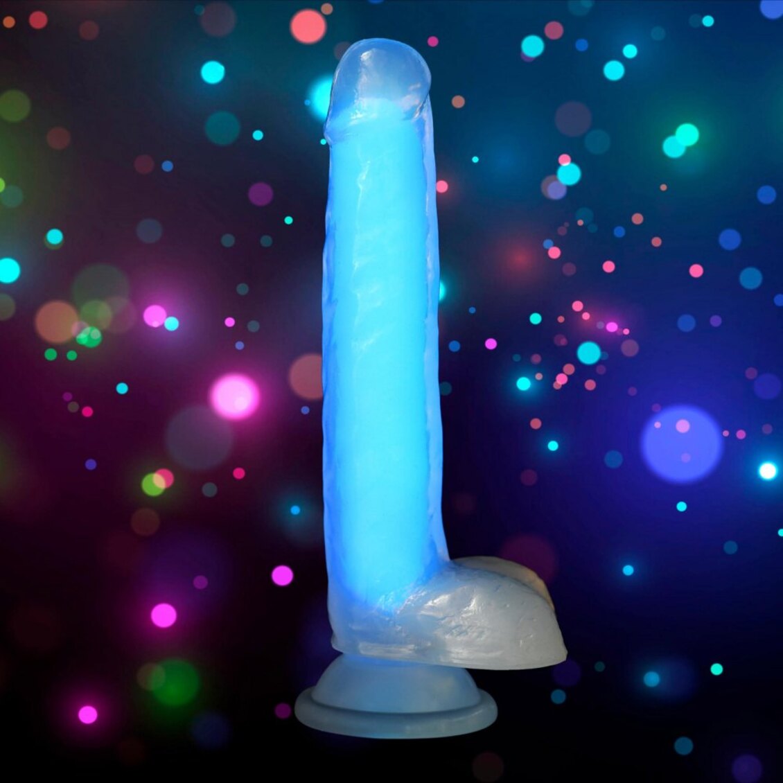Curve Toys | LolliCock 7" inches Glow-In-The-Dark Silicone Dildo w Balls Blue