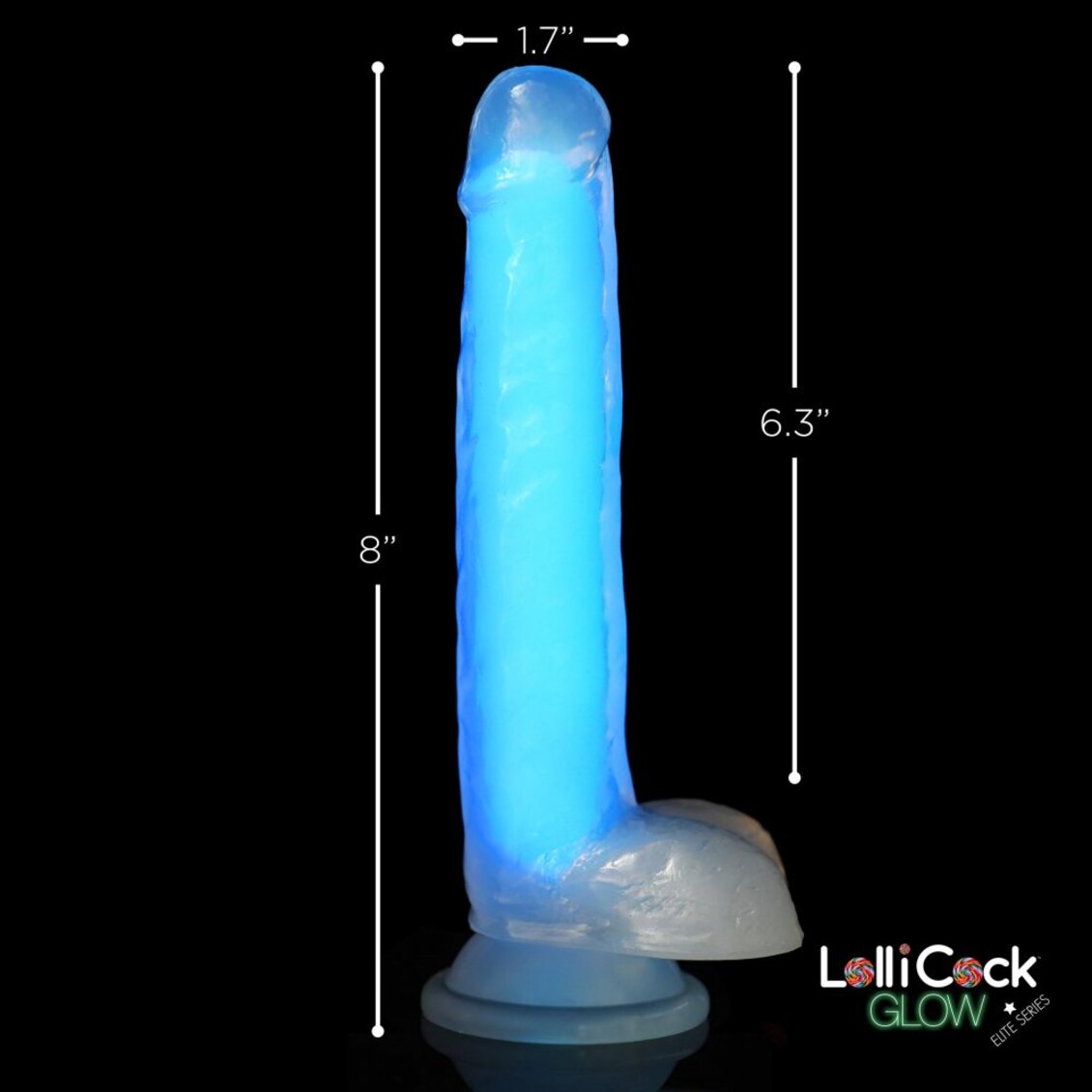 Curve Toys | LolliCock 7" inches Glow-In-The-Dark Silicone Dildo w Balls Blue