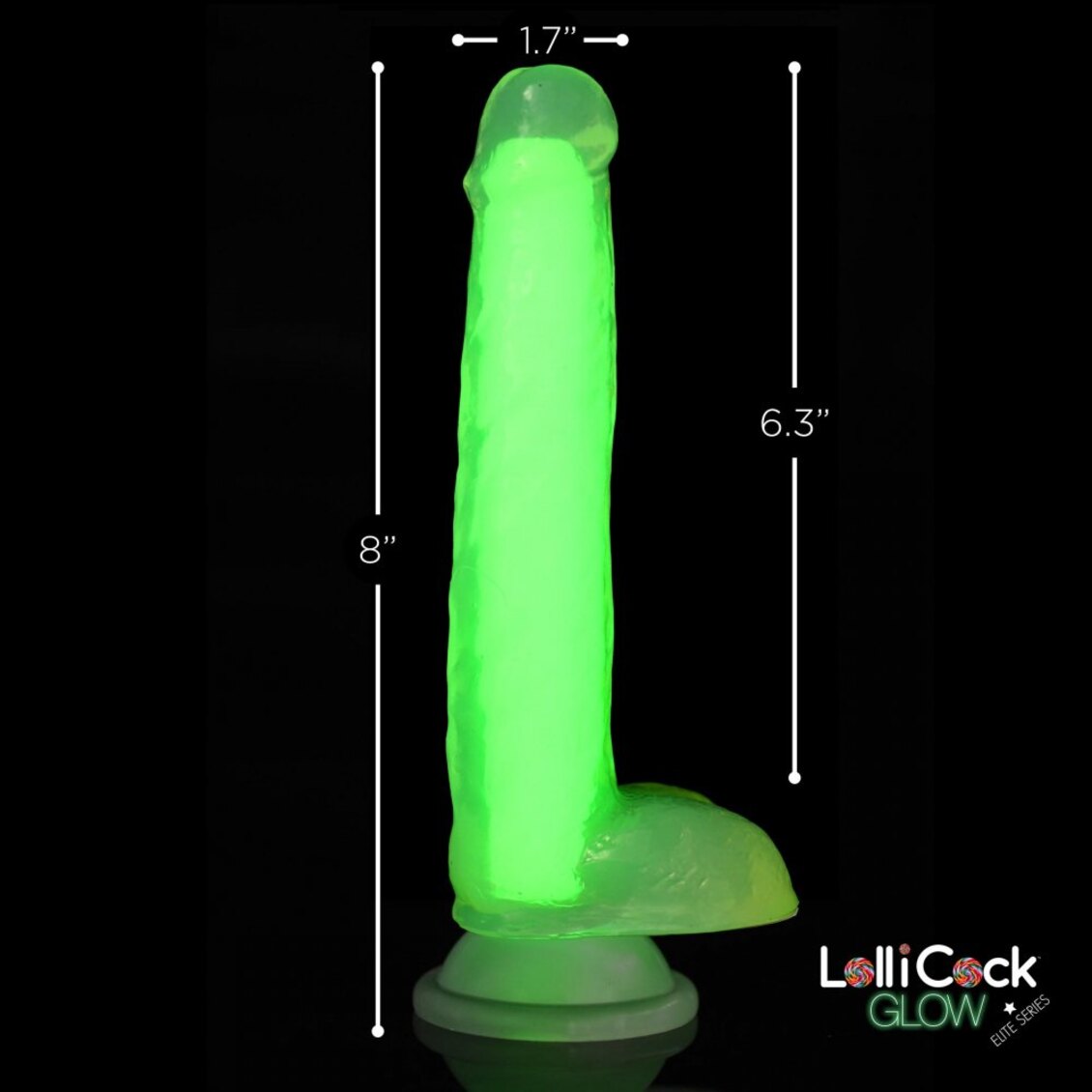 Curve Toys | LolliCock 7" inches Glow-In-The-Dark Silicone Dildo w Balls Green