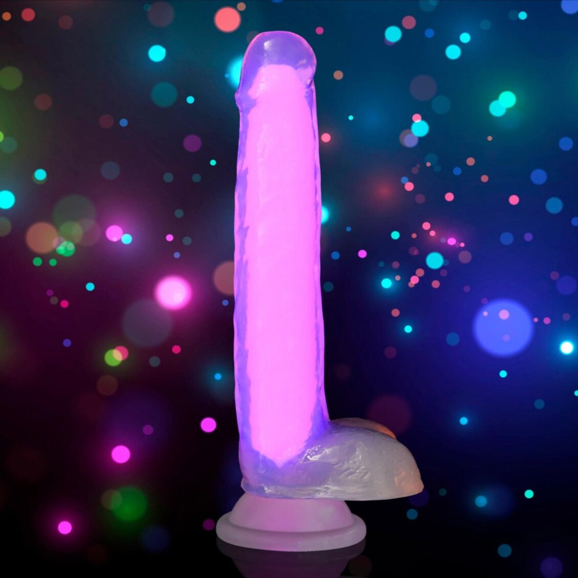 Curve Toys | LolliCock 7" inches Glow-In-The-Dark Silicone Dildo w Balls Pink