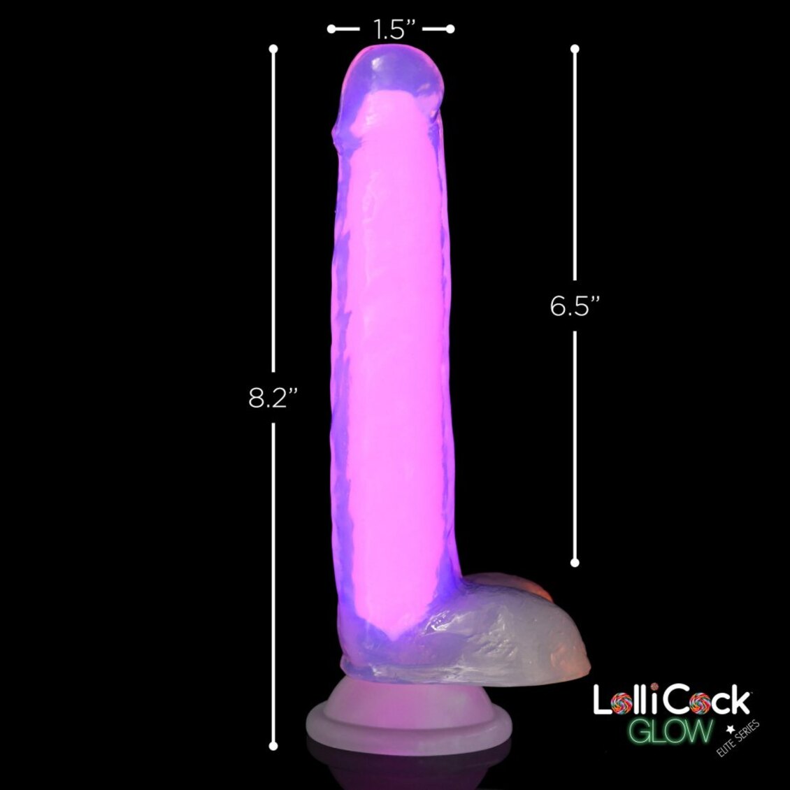 Curve Toys | LolliCock 7" inches Glow-In-The-Dark Silicone Dildo w Balls Pink
