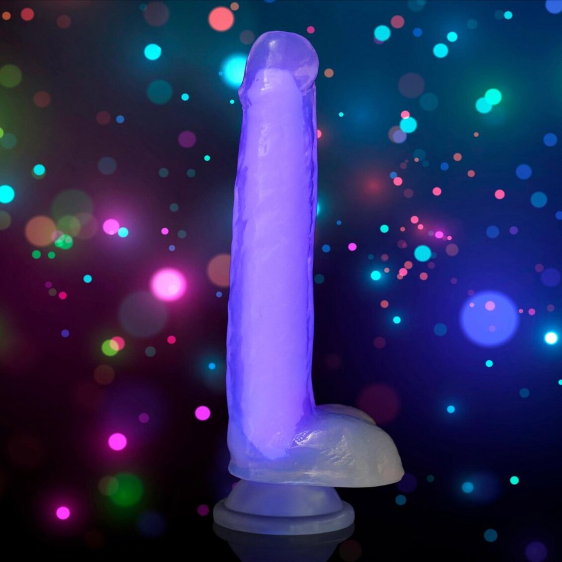 Curve Toys | LolliCock 7" inches Glow-In-The-Dark Silicone Dildo w Balls Purple