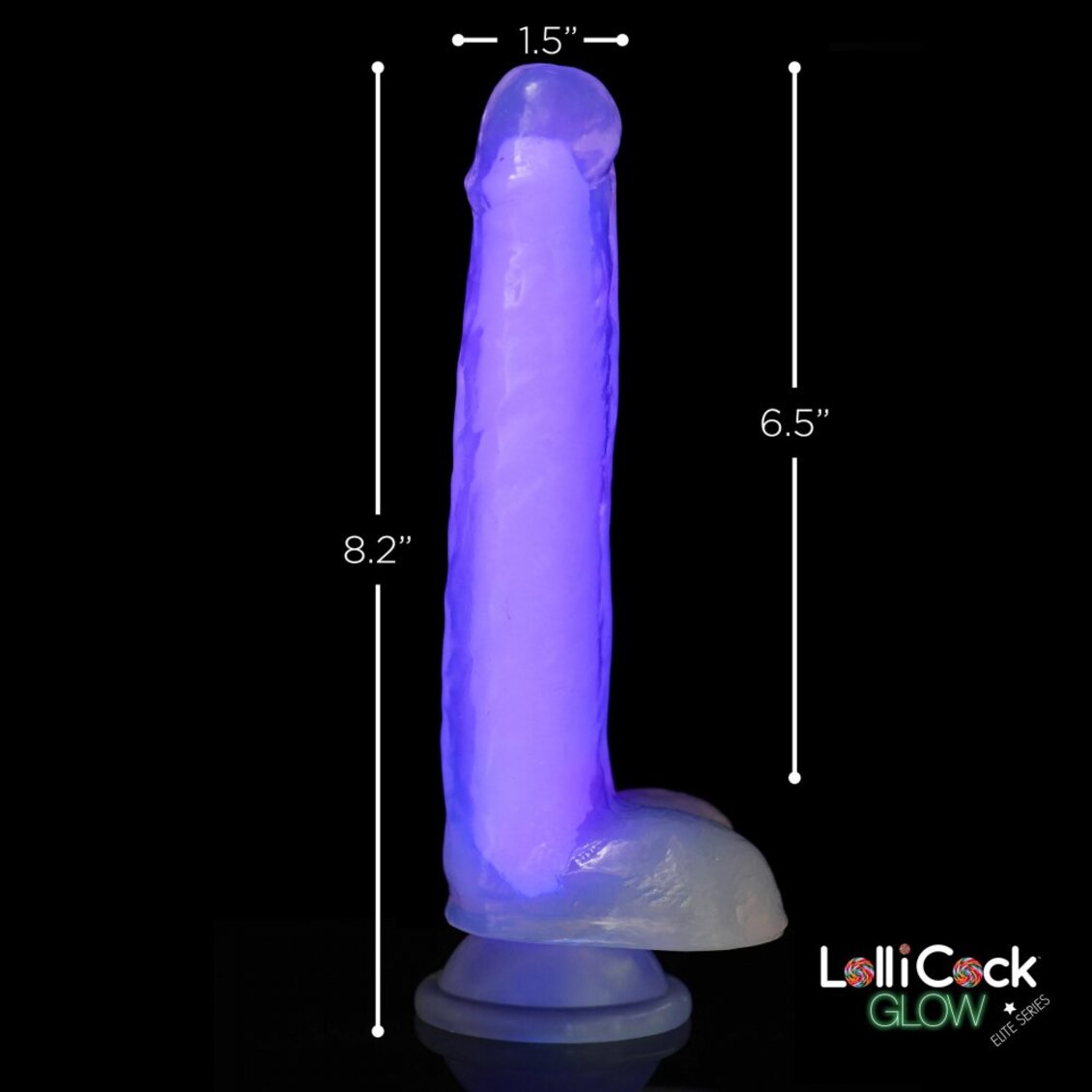 Curve Toys | LolliCock 7" inches Glow-In-The-Dark Silicone Dildo w Balls Purple
