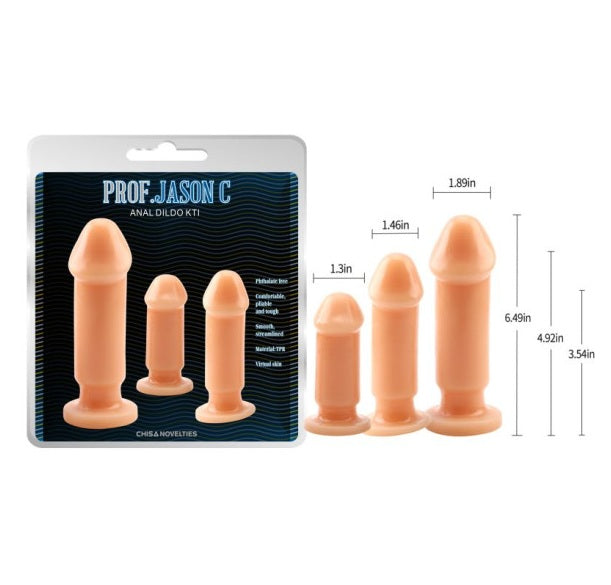 CHISA Prof Jason C Cock Plug Flesh Anal Training Kit 3 Pc