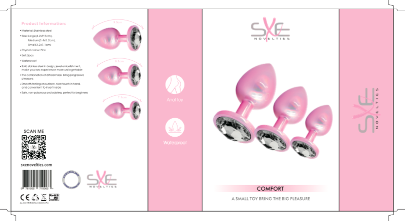 SXE Stainless Steel Comfort 3 Pc Butt Plug Set