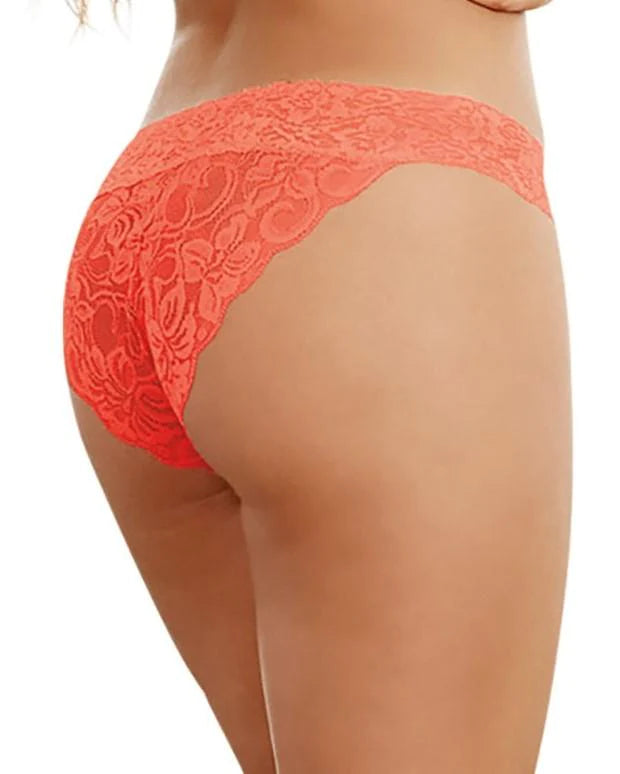 Dreamgirl Criss-Cross Lace Panty Coral - Size M/L