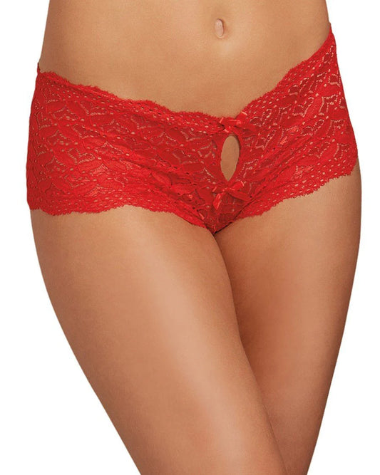 Dreamgirl Heart Cutout Lace Panty Red - Size S/M/L/XL