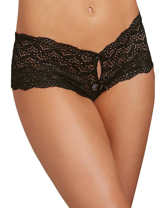 Dreamgirl Heart Cutout Lace Panty Black - Size S/M/L/XL