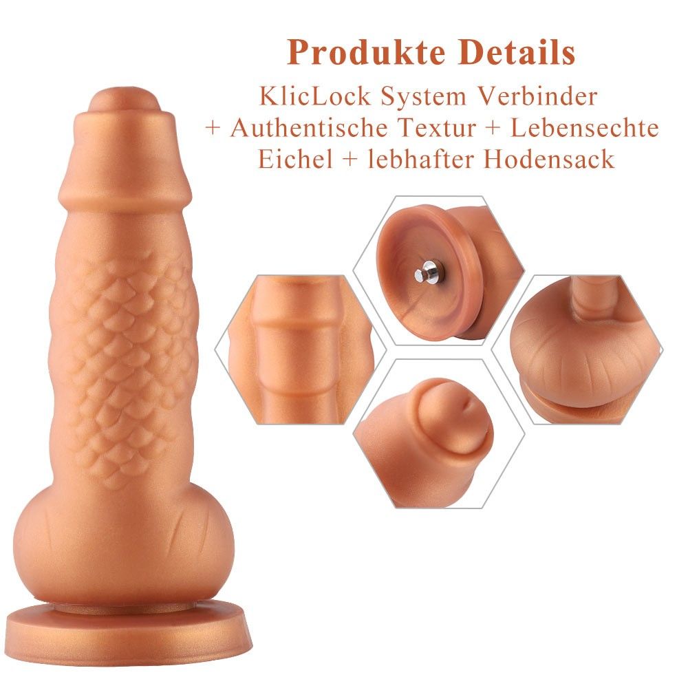 HiSmith - 8.1" Golden Squamule Silicone Dildo (KlicLok)