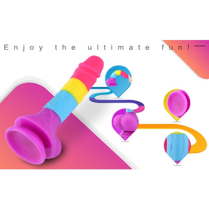 HiSmith - 8.2" Rainbow Silicone Dildo