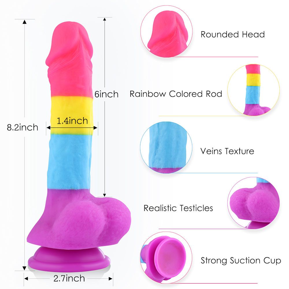 HiSmith - 8.2" Rainbow Silicone Dildo