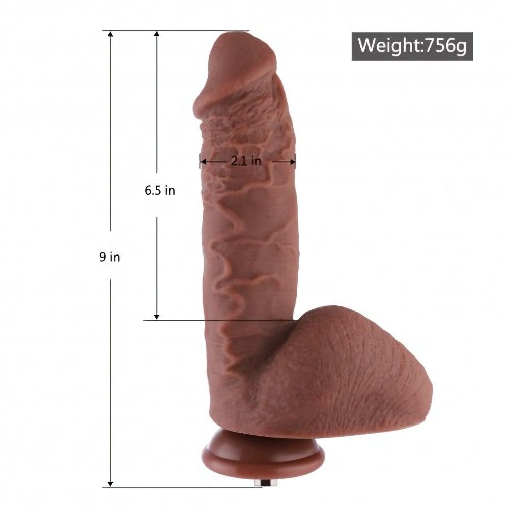 HiSmith 9" Extreme Coffee Penis Silicone Dildo (KlicLok)