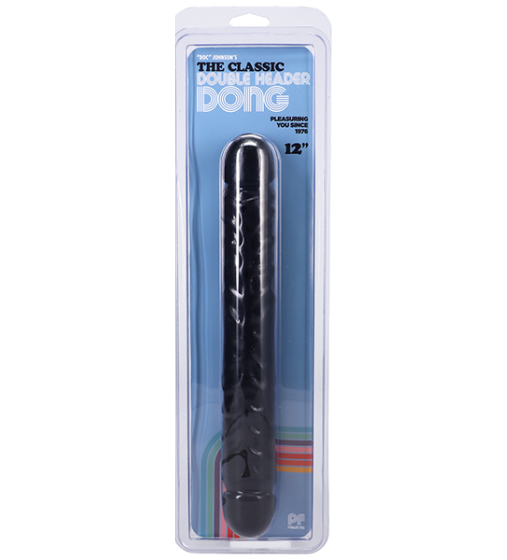 Doc Johnson Jr. Veined Double Header 12" Black Dildo Dong