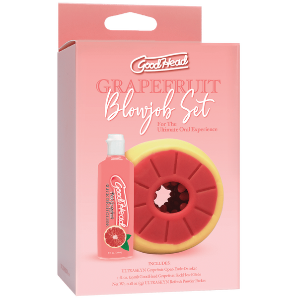 Doc Johnson GoodHead Grapefruit Blowjob Set - Grapefruit Stroker + Slick Head Glide