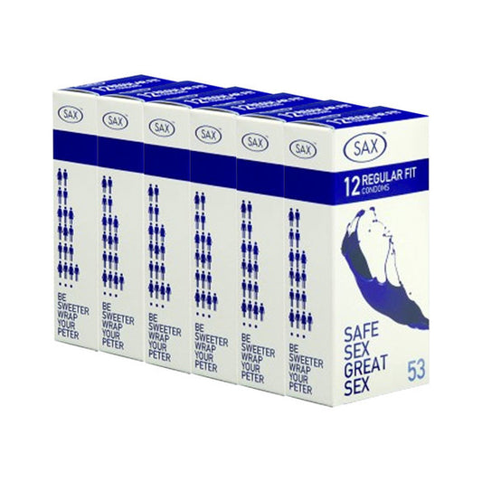 Sax Regular Fit Latex Condoms 53mm - 6x12 boxes - 6 Pack