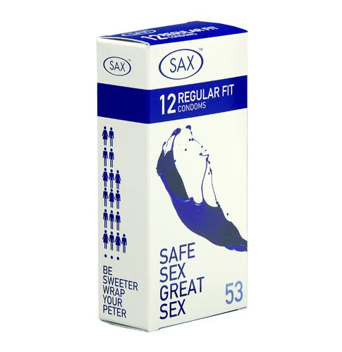 Sax Regular Fit Latex Condoms 53mm - Regular 12's