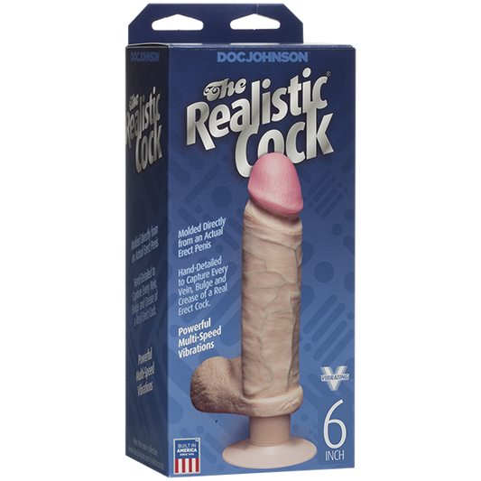 Doc Johnson The Realistic Cock FIRMSKYN Vibrating 6" Dildo Dong Vanilla