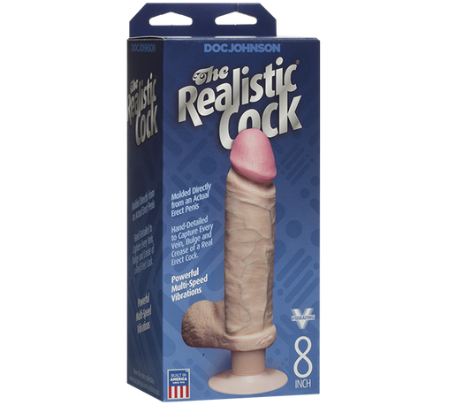 Doc Johnson The Realistic Cock FIRMSKYN Vibrating 8" Dildo Dong Vanilla