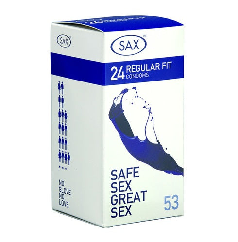 Sax Regular Fit Latex Condoms 53mm - Regular 24's