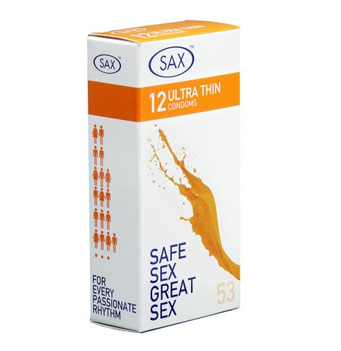 Sax Ultra Thin Smooth Latex Condoms 12's
