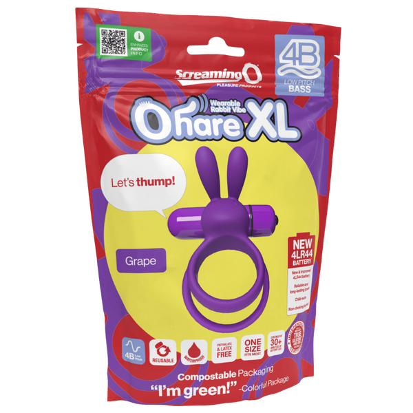 ScreamingO 4B Ohare XL Vibrating Rabbit Ears Cock Ring - Grape