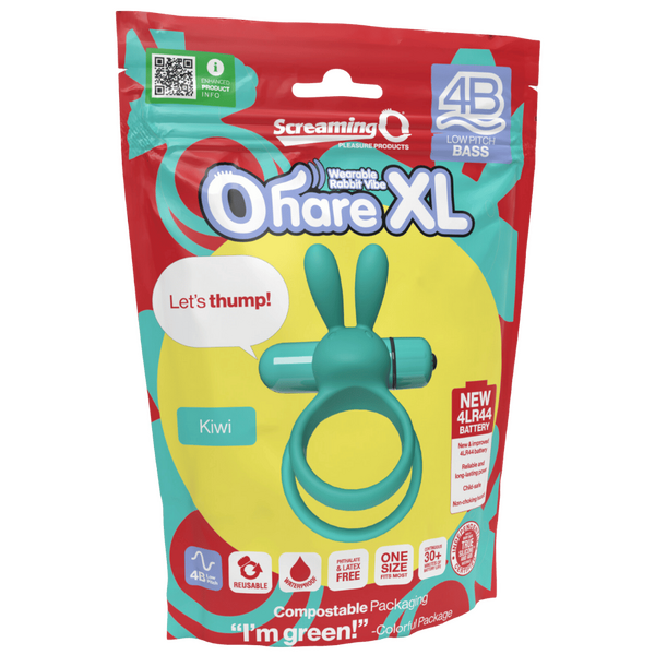 ScreamingO 4B Ohare XL Vibrating Rabbit Ears Cock Ring - Kiwi