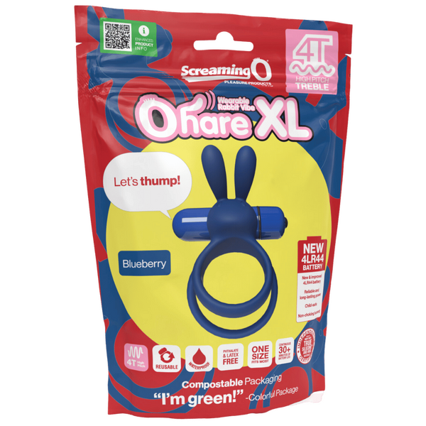 ScreamingO 4T Ohare XL Vibrating Rabbit Ears Cock Ring - Blueberry