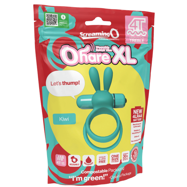 ScreamingO 4T Ohare XL Vibrating Rabbit Ears Cock Ring - Kiwi