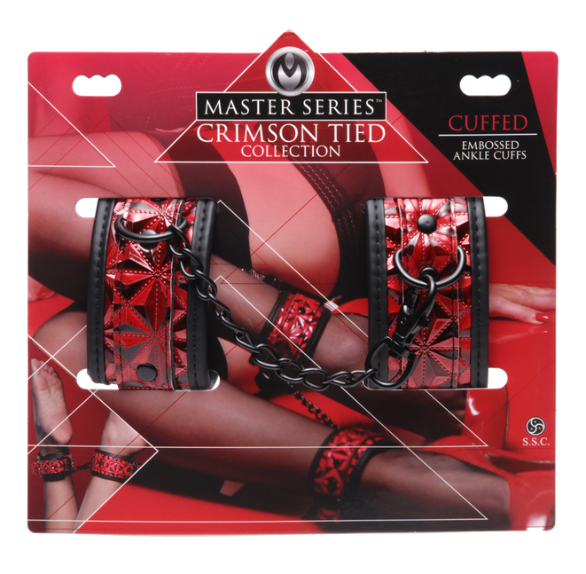 Master Series Crimson Tied Embossed Ankle Cuffs