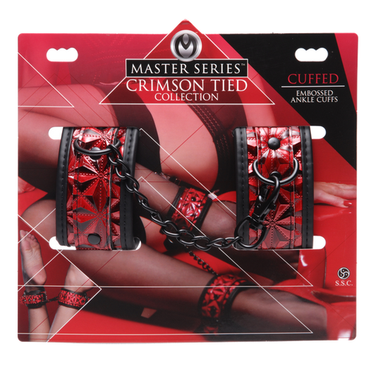Master Series Crimson Tied Embossed Ankle Cuffs