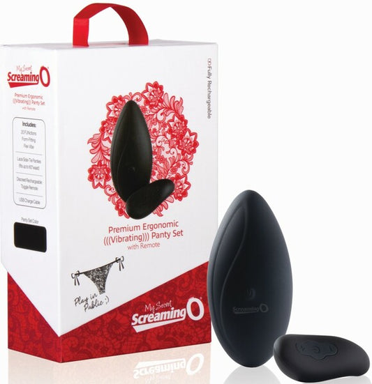 ScreamingO Premium Ergonomic Remote Panty Vibe Set Black