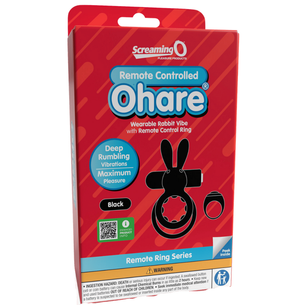 ScreamingO Ohare Wearable Rabbit Vibe Cock Ring with Remote Control Ring Black