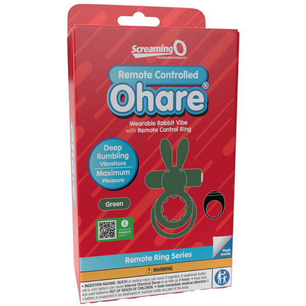 ScreamingO Ohare Wearable Rabbit Vibe Cock Ring with Remote Control Ring Green
