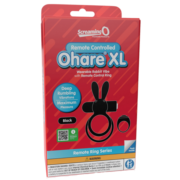 ScreamingO Ohare XL Wearable Rabbit Vibe Cock Ring with Remote Control Ring Black