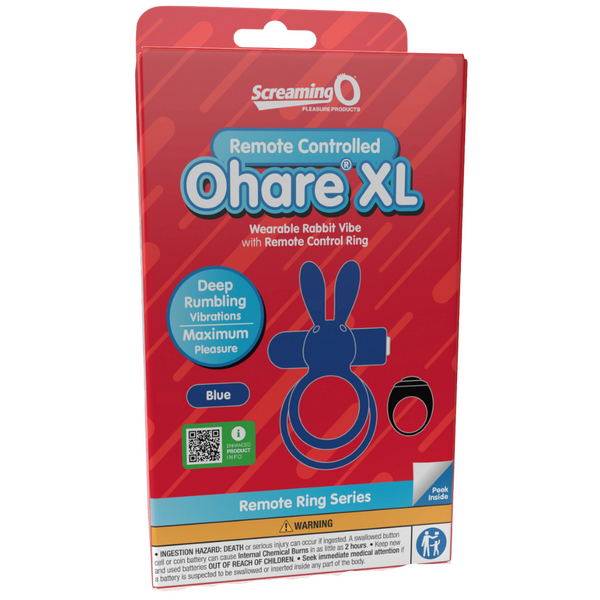 ScreamingO Ohare XL Wearable Rabbit Vibe Cock Ring with Remote Control Ring Blue
