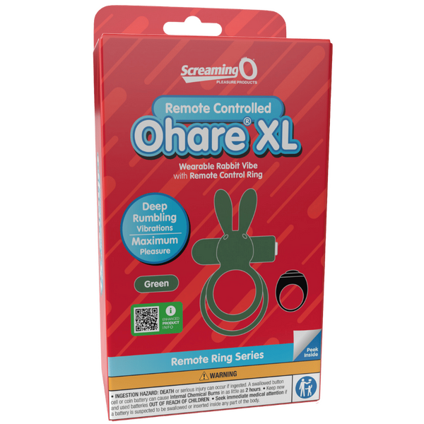 ScreamingO Ohare XL Wearable Rabbit Vibe Cock Ring with Remote Control Ring Green