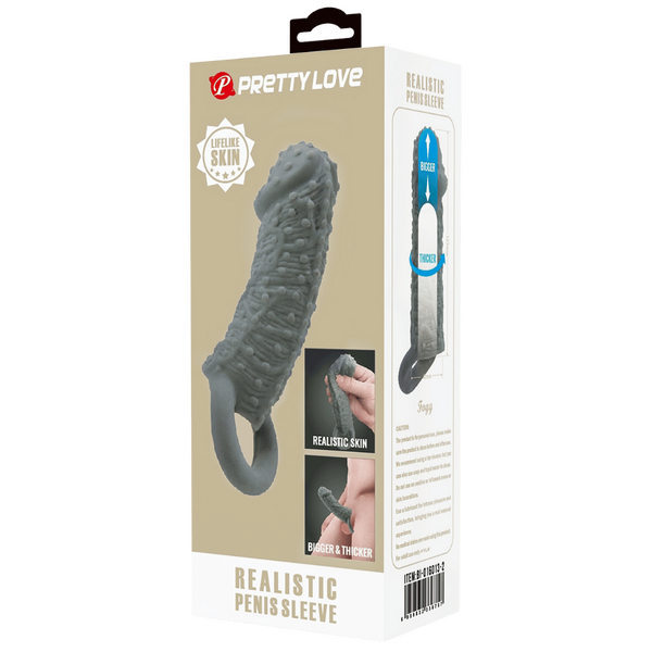 Pretty Love Realistic Penis Sleeve (Black)