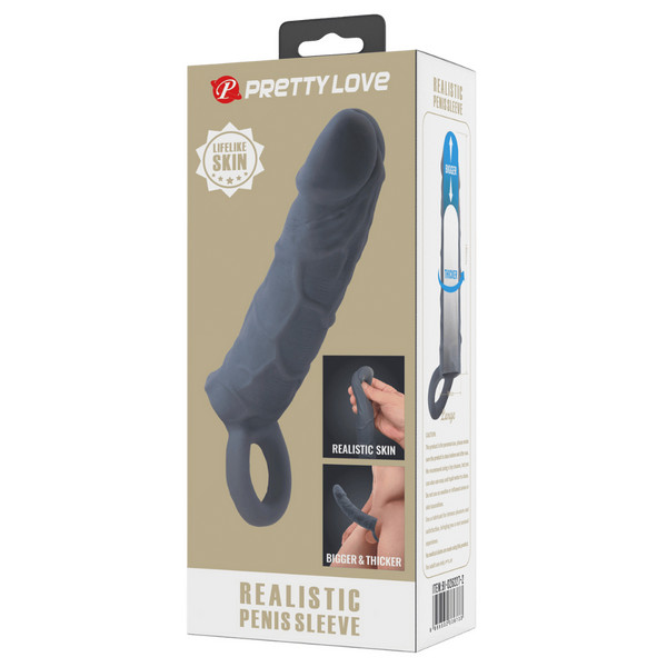 Pretty Love Realistic Penis Sleeve Veiny (Black)