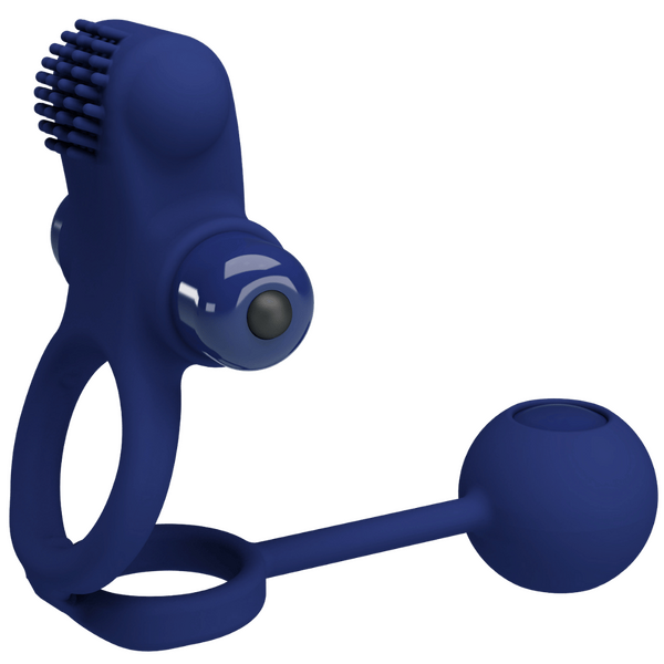 Pretty Love Powerful Ring Remington Vibrating Cock Ring w Swinging Weight Navy Blue